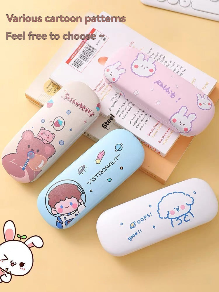Ins Cartoon Metal Glasses Case - Anti-Pressure for Students & Kids